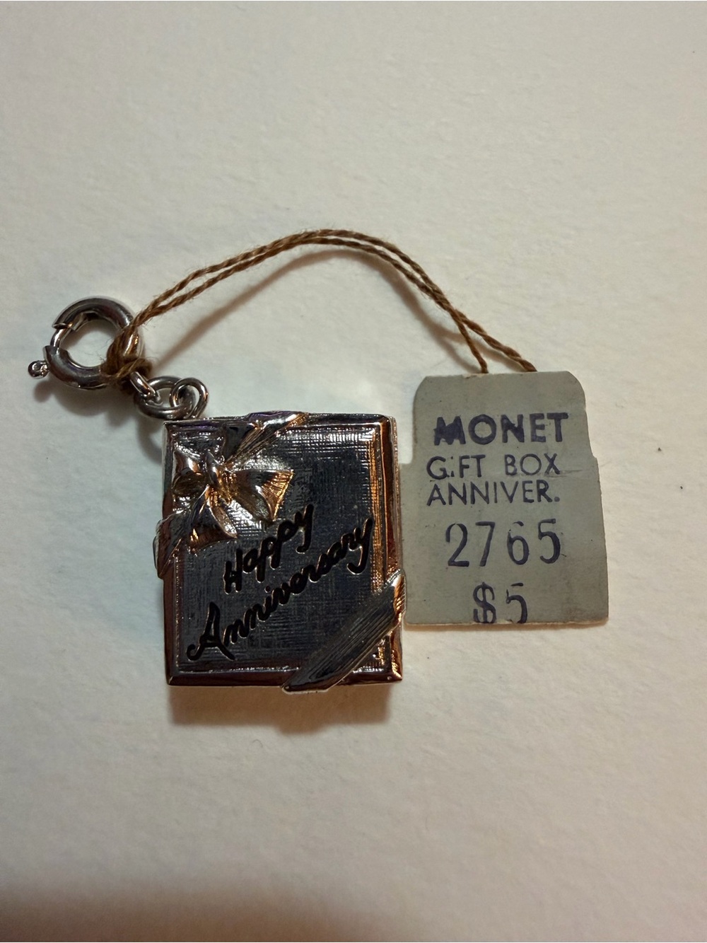 Monet Silver 'Happy Anniversary' Gift Box Charm
